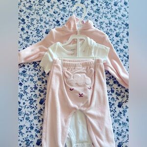Baby girl pink Outfit Set with Sheep Design